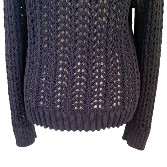 J. Crew Wide Neck Beach Navy Blue Pointelle Knit Sweater - S - Picture 8 of 13